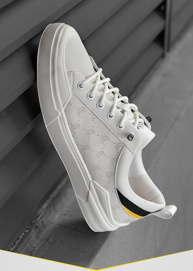 卡宾小白鞋印花板鞋休闲鞋男潮百搭韩版男鞋2022春季新款白色皮鞋码43