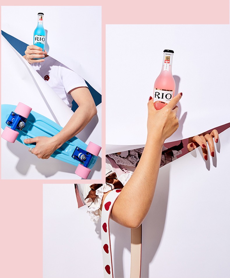 rio锐澳预调鸡尾酒洋酒经典玻璃瓶275ml瓶整箱装女士晚安果味酒蓝玫瑰