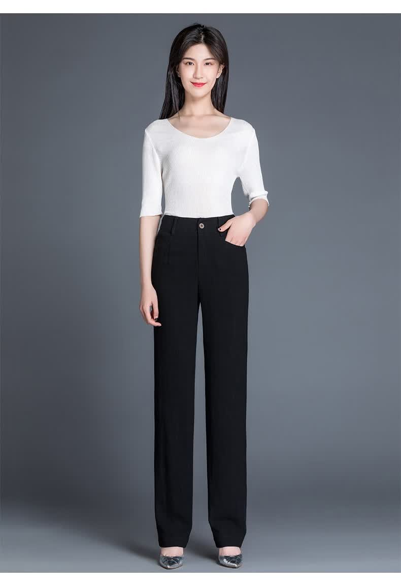 梦舒雅女裤 亚麻休闲裤女2022夏季新款垂感薄款宽松高腰棉麻裤长裤子