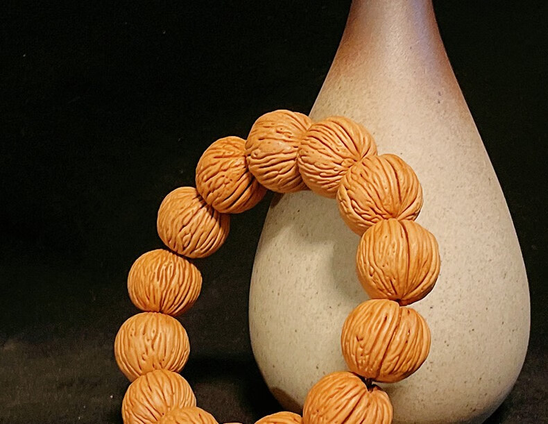 知逸堂 精品树皮纹竖纹桃核手串脑纹密纹蚂蚁纹天然文玩成人佛珠念珠