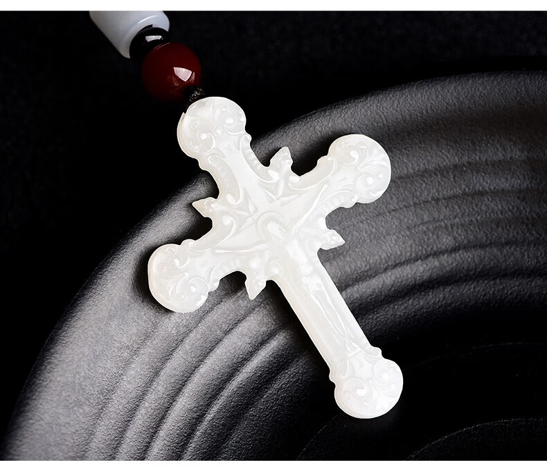 落花啼春和田玉羊脂白玉十字架吊坠玉石挂件男女