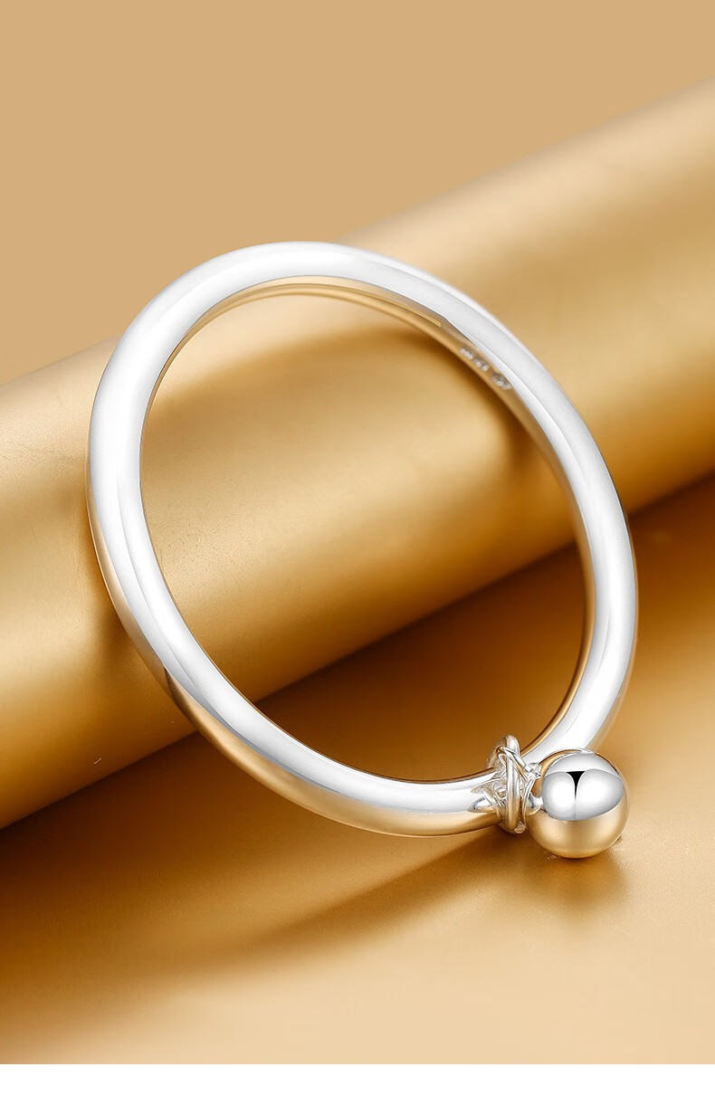 溪润配证书999足银手镯女士年轻款闭口实心银镯子素圈