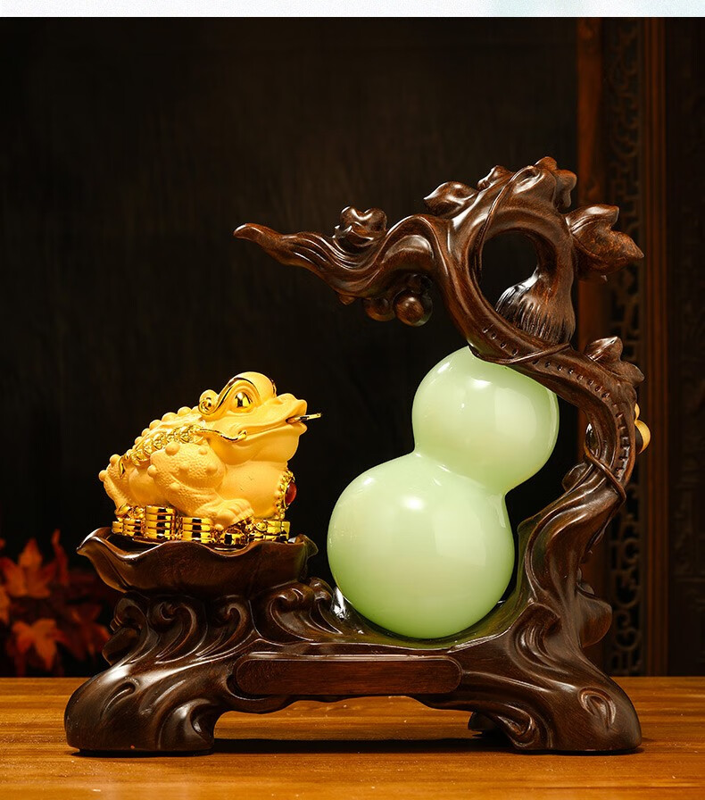 葫芦客厅摆件 福禄家居客厅玄关酒柜装饰品 公司前台办公室桌面金蟾