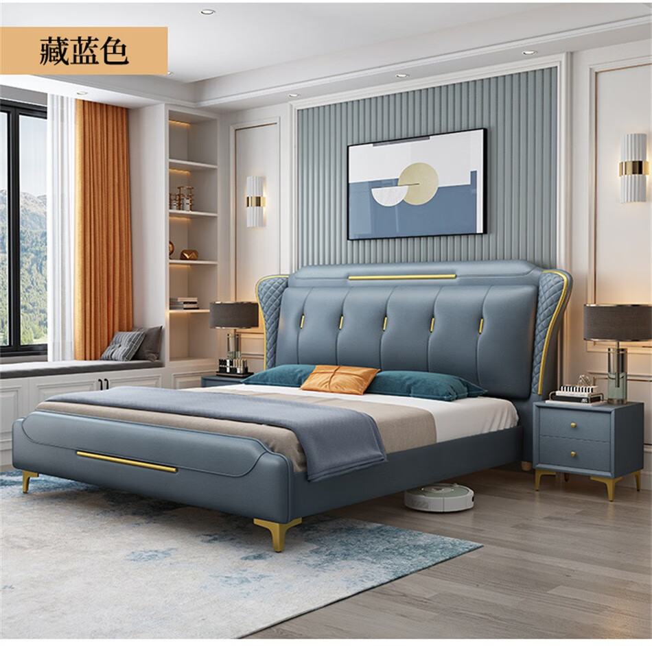 江南柳絮二米宽床现代简约主卧2米床皮床18米15m储物轻奢双人大床20x