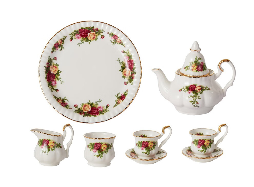 royalalbert英国阿尔伯特骨瓷迷你茶具咖啡杯套装老镇玫瑰迷你茶具