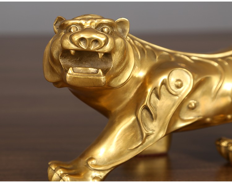 皇家玺苑纯铜老虎摆件十二生肖虎饰品客厅电视柜办公室桌面装饰品生日