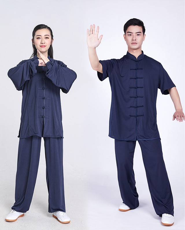 劲武太极服男女夏季牛奶丝练功服太极拳服装武术服晨练表演服套装