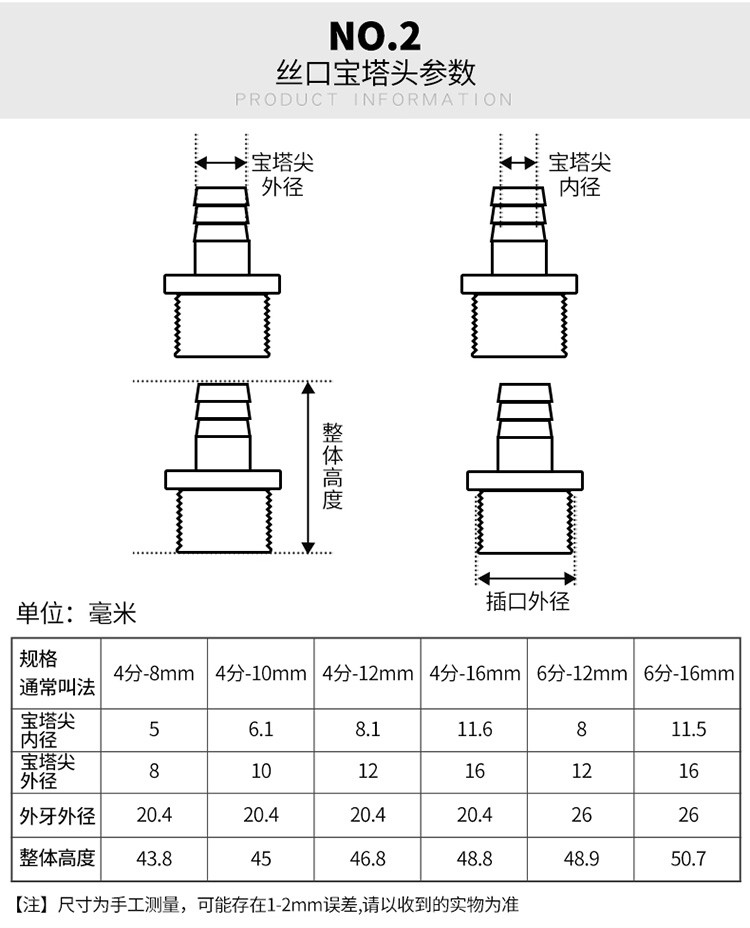 博弗森 宝塔头pvc水管配件水箱软管快接头变径直通鱼缸上下水管塑料