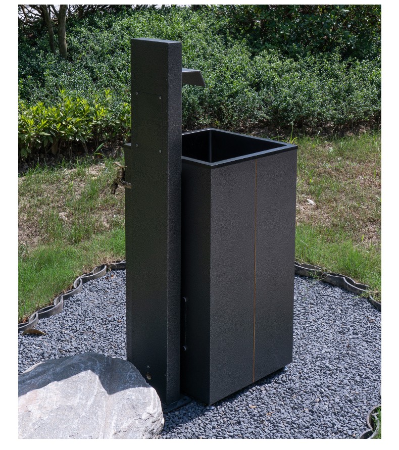 京铣方形洗手盆室外阳台洗脸盆户外防冻立柱盆庭院台盆黑色水槽水池大