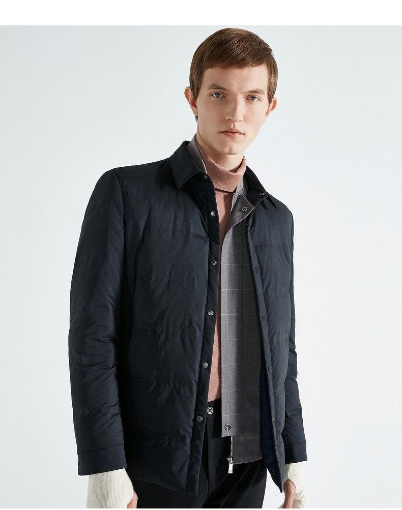 劲霸男装奥莱冬季短版外套商务翻领羽绒服轻盈保暖茄克 brdc3302 军绿