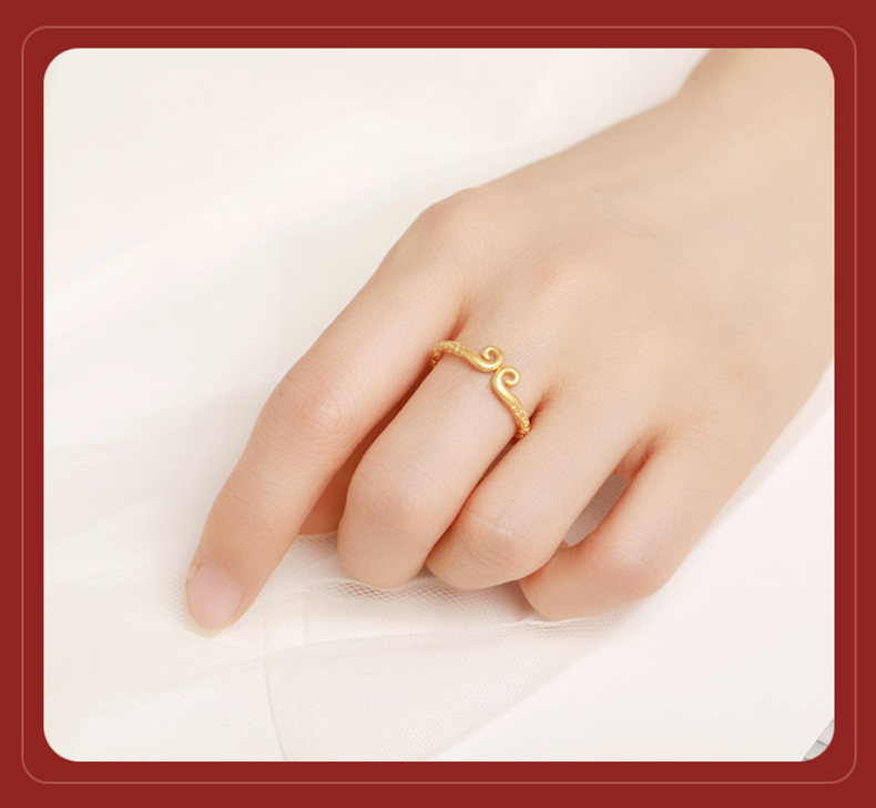 黄金戒指开口戒指情侣款足金999金箍棒戒指紧箍咒戒指5g工艺可调节