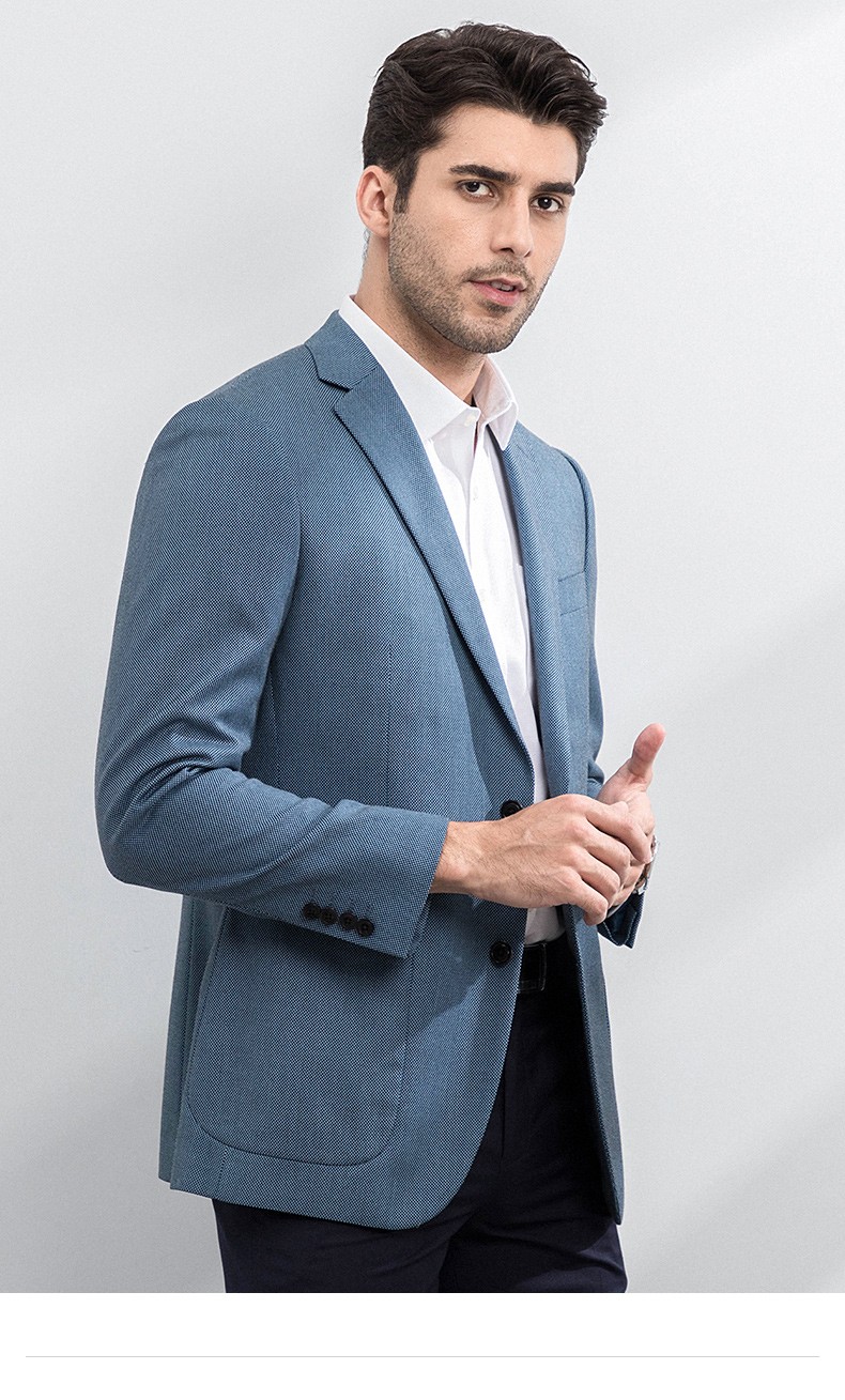 浪登秋季商务小西装男休闲单西中年成熟绅士西服男士便西外套深蓝色