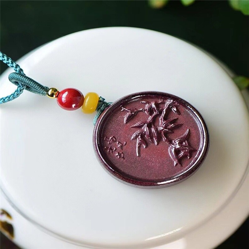 原矿朱砂竹子吊坠步步高升学生学业事业竹节男女转运护身开运项链265