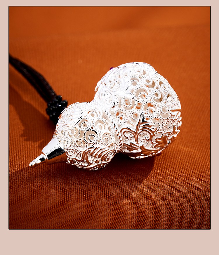 顺钦银楼s999花丝镂空福字葫芦吊坠复古足银保平安情侣款挂件 花色