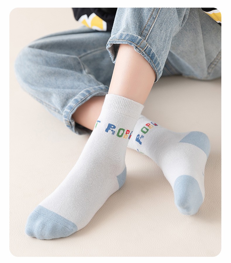 南极人儿童袜子男童春秋季纯棉中筒袜中大童男孩运动休闲可通可爱短袜
