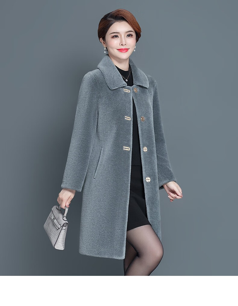 雪夕(xuexi) 妈妈装高端羊剪绒大衣皮毛一体新款中老年女装冬装羊羔毛