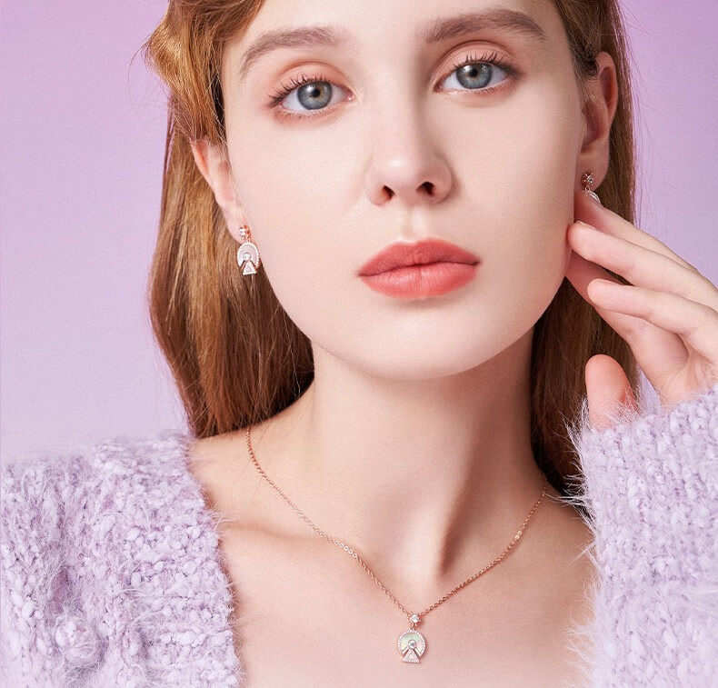 宝拉布菲摩天轮项链女士银锁骨链生日礼物送女友轻奢首饰品吊坠结婚