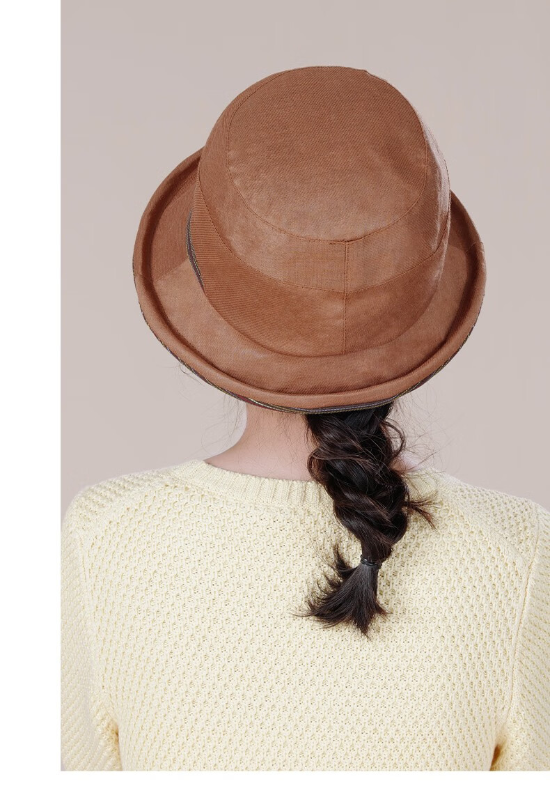 新款出游度假防晒太阳帽棉简约渔夫帽户外度假遮阳帽藕色575cm可调节