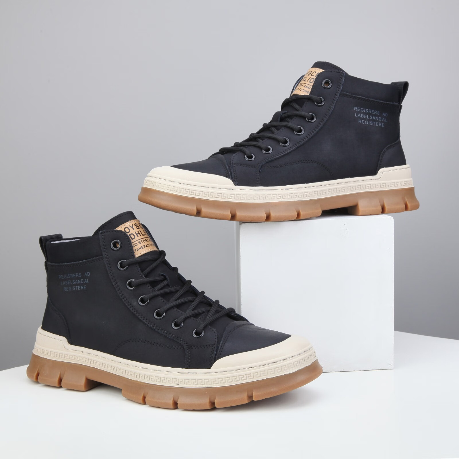 shop品牌马丁靴男士2022冬季新款皮靴短靴牛筋底男鞋系带鞋w1080 驼色