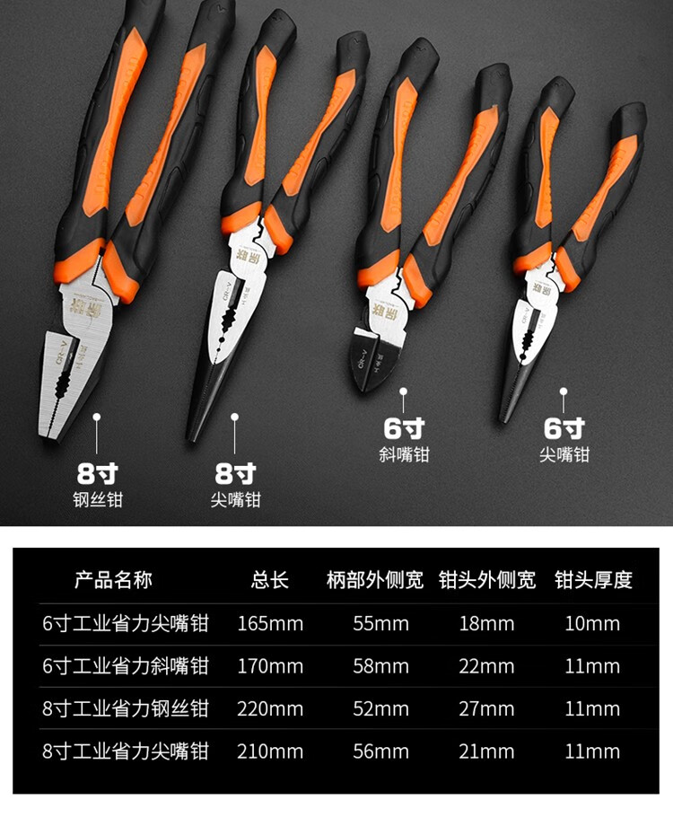 保联老虎钳钳子钢丝钳电工万用尖嘴钳斜口钳虎口钳多功能专用手钳工具