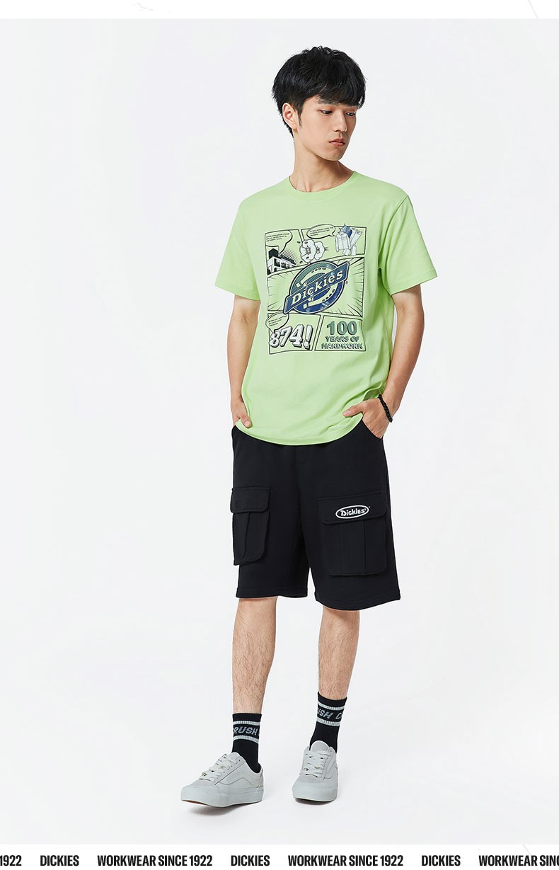 dickiest恤男22春夏纯棉潮酷涂鸦logo时尚气质上衣t恤dk010276白色s