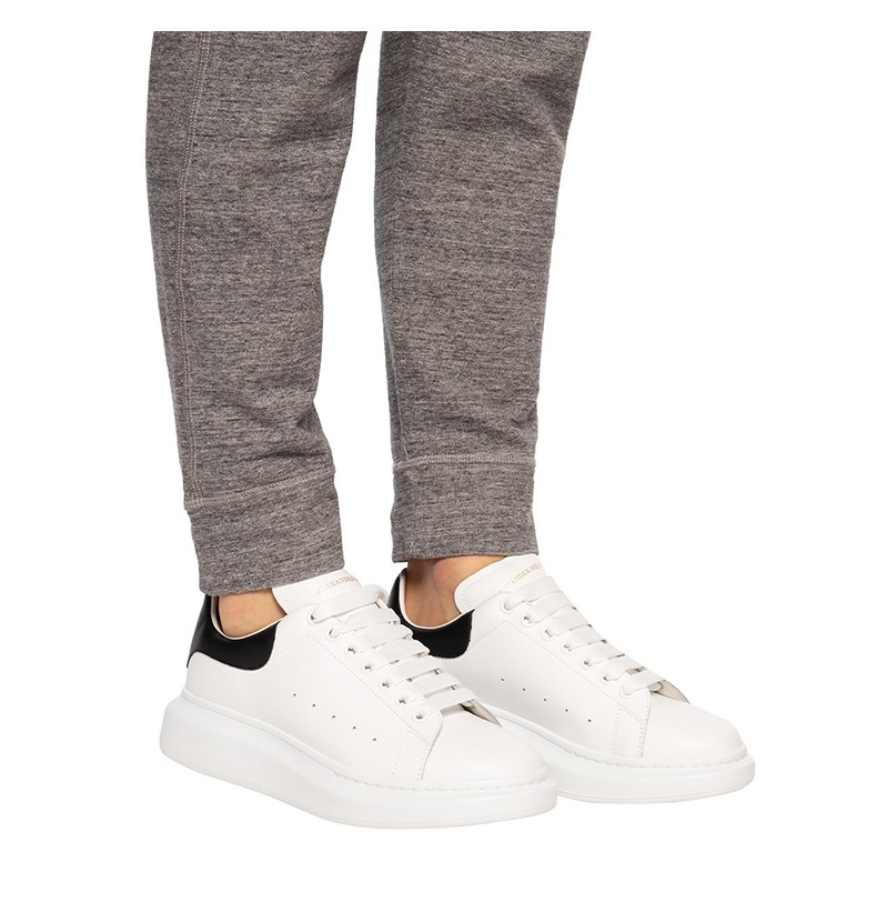 alexandermcqueen麦昆小白鞋男鞋休闲鞋牛皮增高平底运动鞋鞋 黑尾