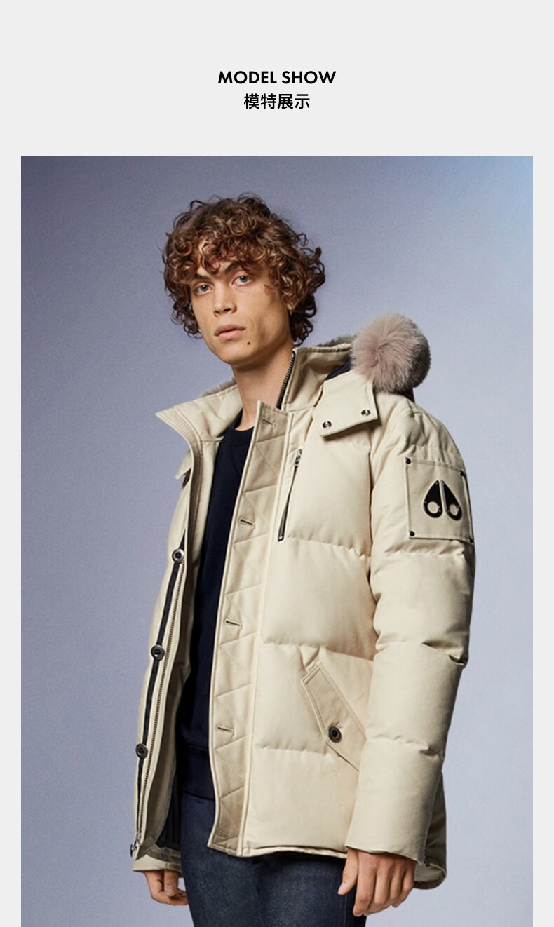 moose knuckles3q 男士经典修身短款羽绒夹克外套 海军蓝色/自然色狐