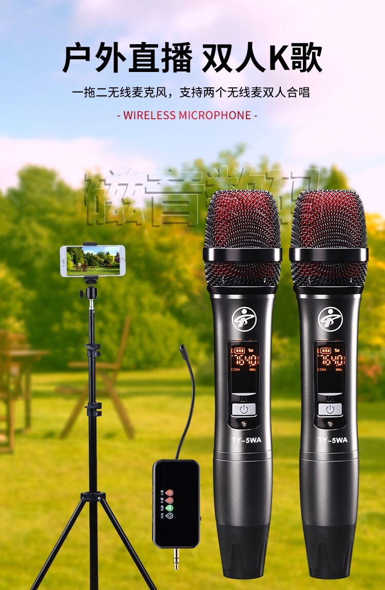 汉钦tinayun天韵5w防啸叫无线话筒动圈麦克风户外直播k歌神器卡通用