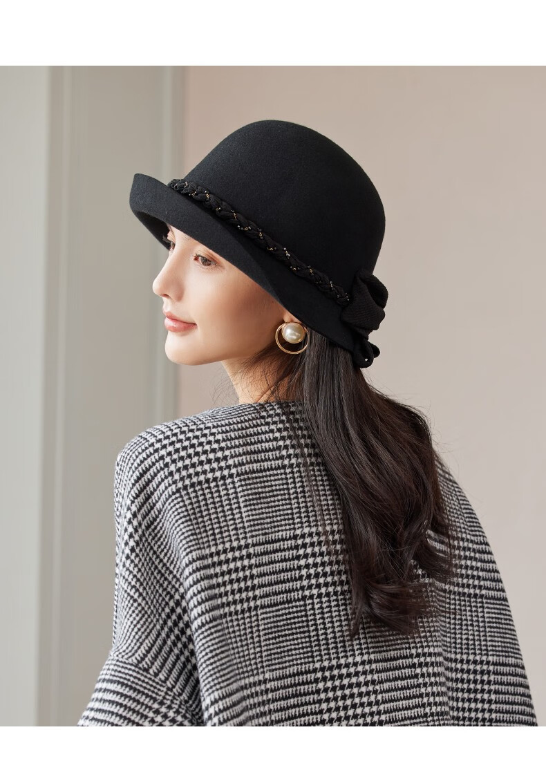 欧卡奥品牌帽子女秋冬羊毛礼帽英伦复古画家帽子时尚百搭优雅名媛帽