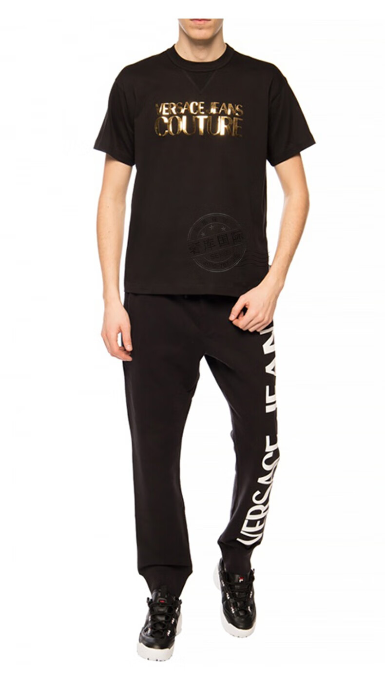 范思哲(versace)裤子男士字母印花松紧腰小脚运动休闲长裤a2gva1f3