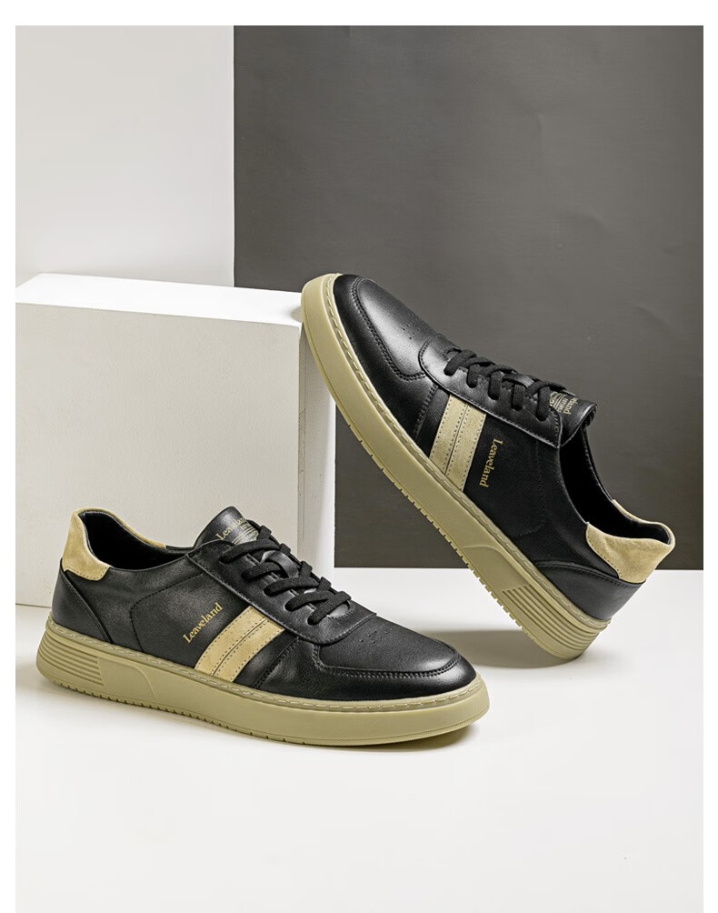 意大利leaveland枫叶男鞋春秋新款男士休闲板鞋低帮运动小白鞋男真皮