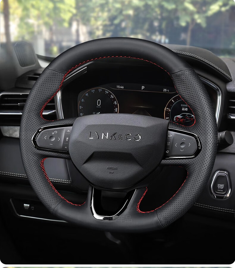 适用于21款新领克01030506手缝领克0203方向盘套改装真皮缝制四季薄款