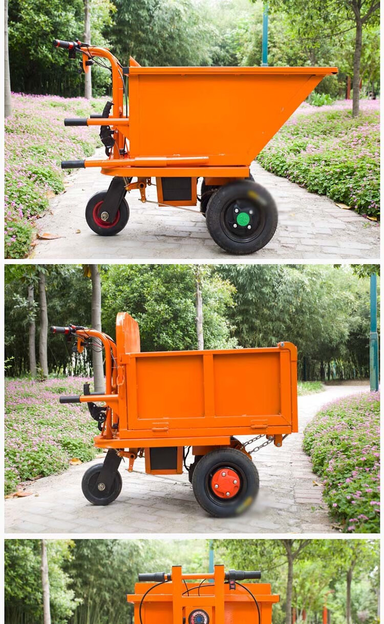 饲料车建筑工地三轮车电动手推车拉砂浆灰拉沙上料灰斗车自卸农用养殖