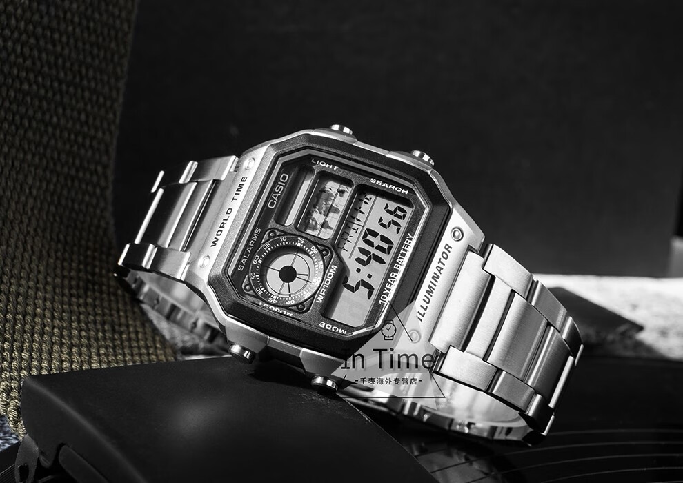 卡西欧小方块ins复古数显小金表金属防水男表 ae-1500wh-1a【图片