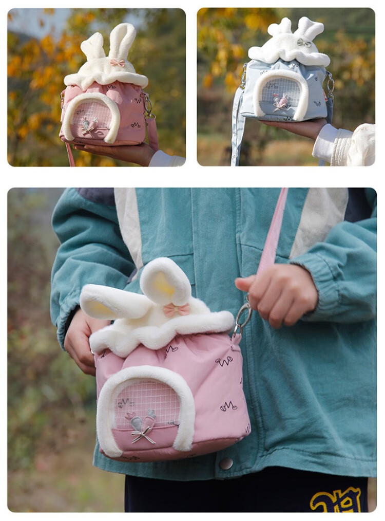 兰衍仓鼠外带包小宠蜜袋鼯外出便携包刺猬荷兰猪透气手提包斜挎包蓝色