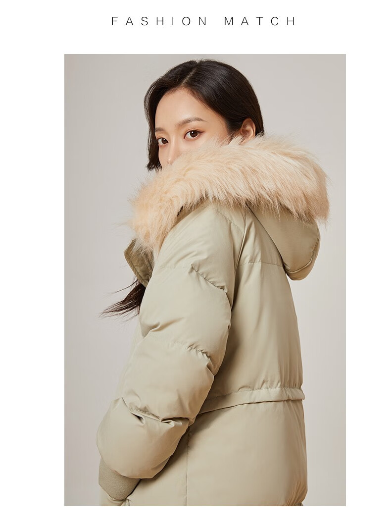 金苑中长款羽绒服女冬季新款时尚白鸭绒派克服连帽外套女j215112绿色s