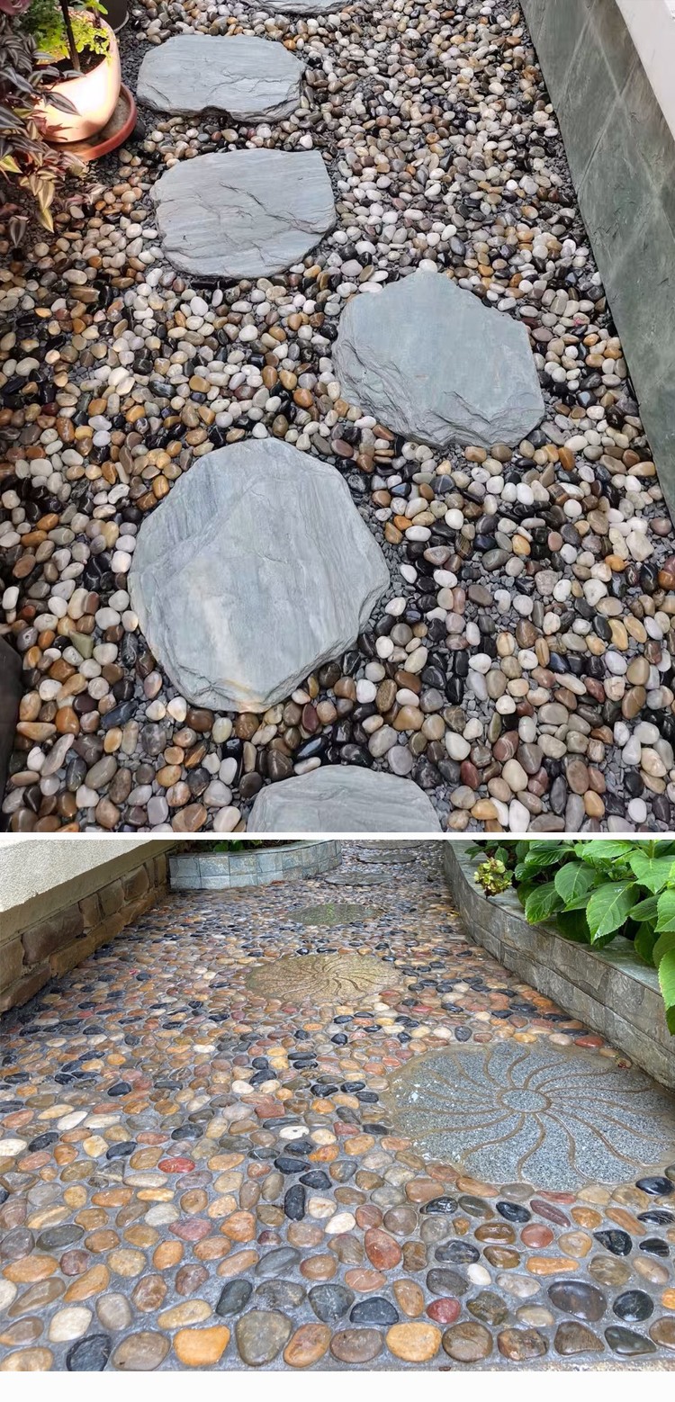 中级万兴50斤鹅卵石铺路铺地庭院花园造景天然大小石头雨花石原石鹅软