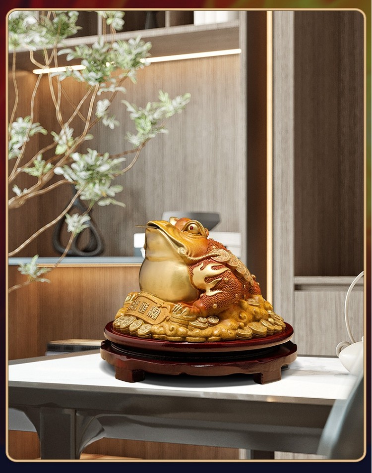 铂悦玺熙 全铜招财金蟾摆件三足金蟾客厅办公室桌面装饰摆设送朋友