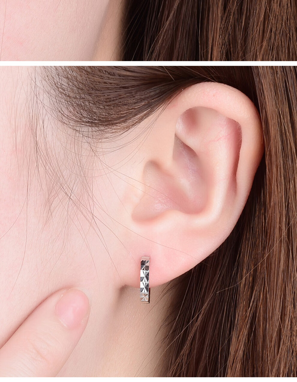 慕芳阁pt950铂金耳环女白金车花耳圈白金耳饰耳环送女友送闺蜜生日