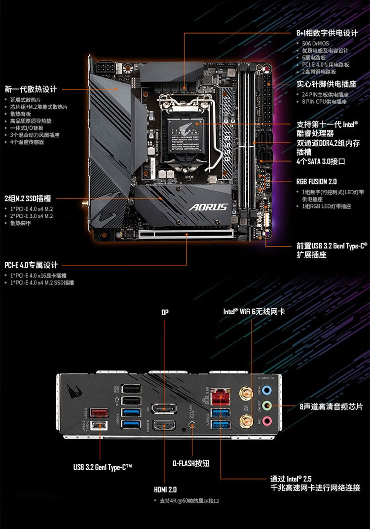 技嘉b560主板接口图解图片