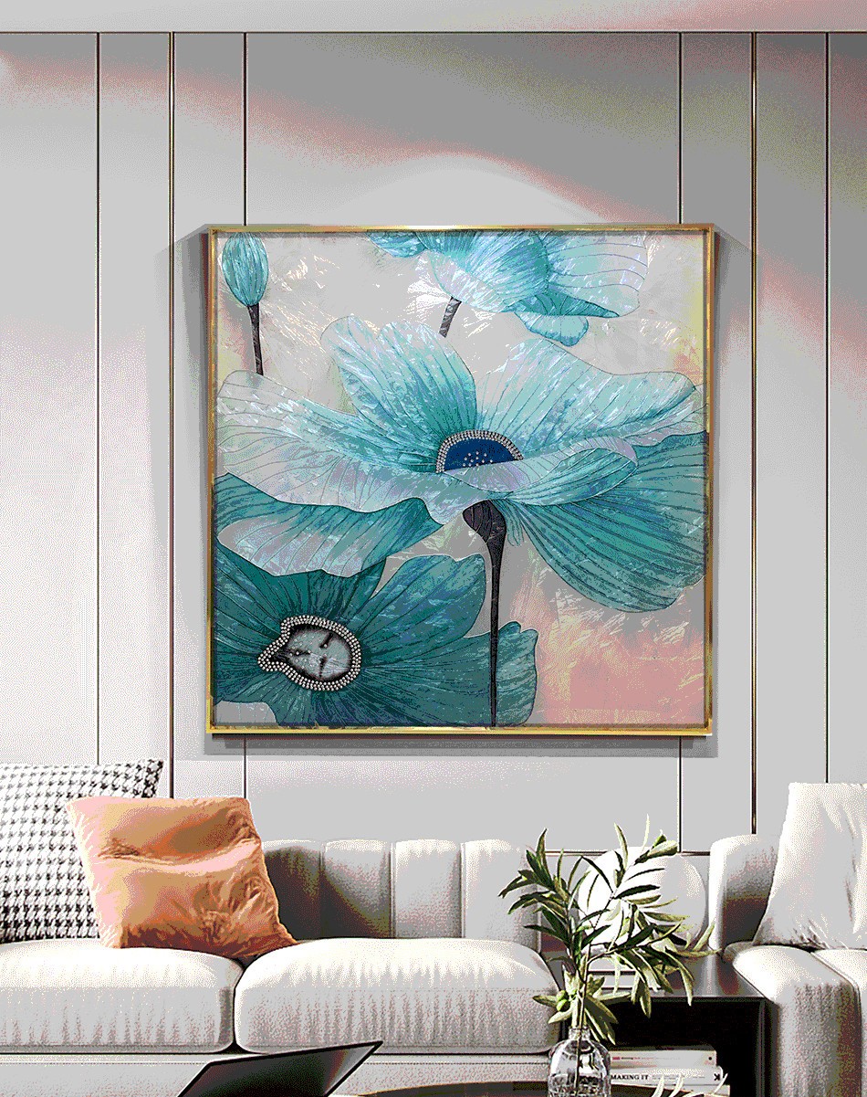 三街七号手工琉璃珐琅彩房间立体装饰画入户玄关挂画走廊现代中式餐厅