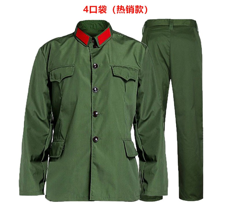 际华万国65老式军套装的确良老款衣服男女老兵聚会服装军绿色六五老军