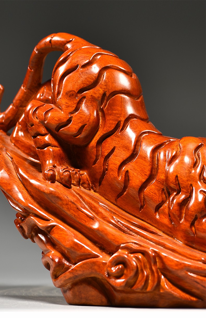 艺永轩花梨木雕老虎摆件工艺品十二生肖虎实木雕刻下山虎木质动物虎年