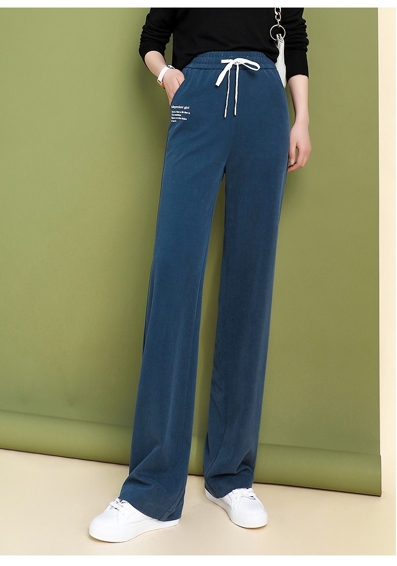 梦舒雅女裤 莫代尔阔腿裤女2022春夏新款高腰弹力百搭松紧腰加长垂感