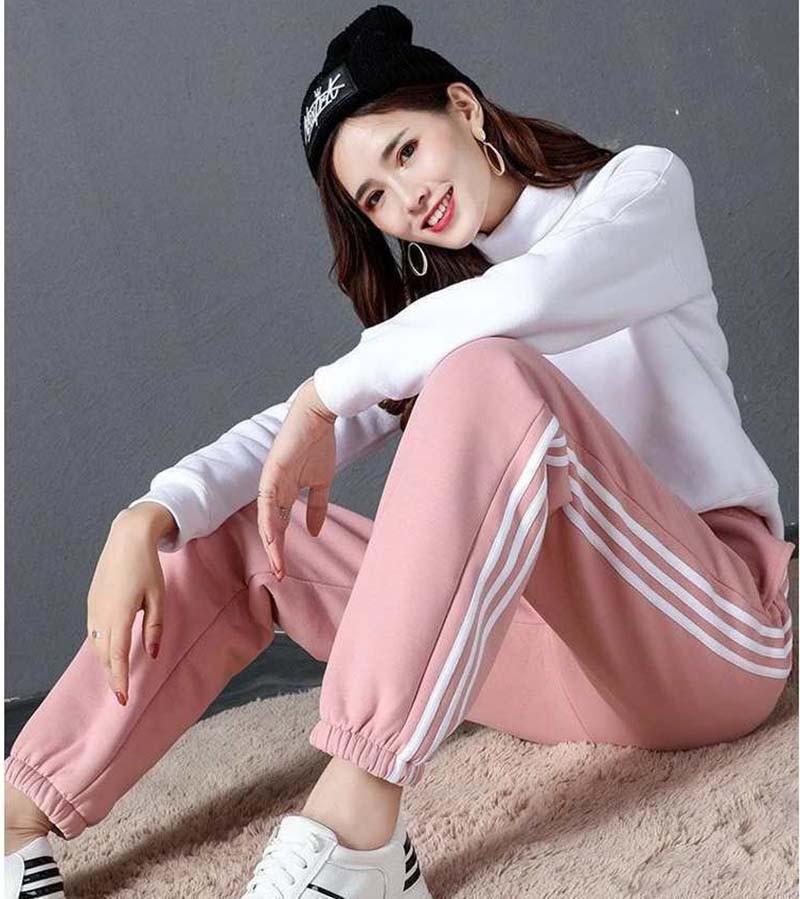 迈家maijia秋冬款运动裤女学生韩版休闲运动裤休闲加绒裤黑色xxl推荐