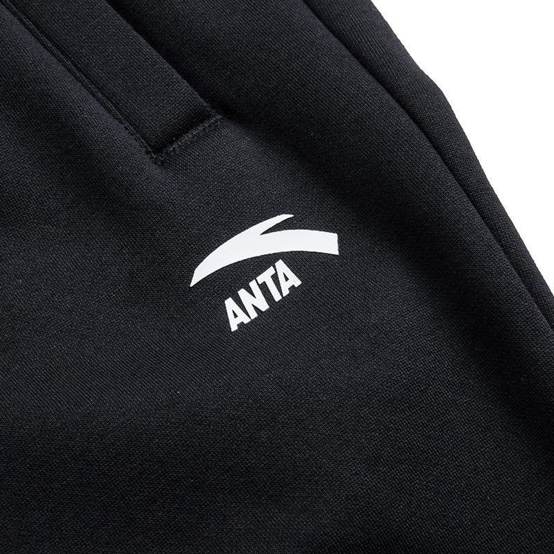 安踏男裤运动裤男子2021秋冬加绒保暖裤子男士宽松束脚收口裤时尚字母