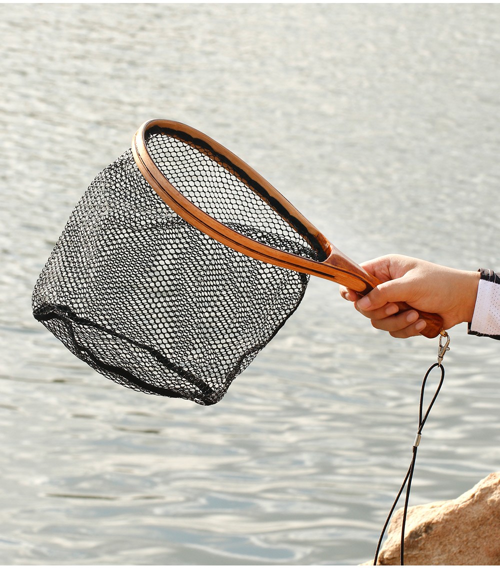 短节溪流抄网实木迷你路亚兜鱼网马口白条spw001溪流抄网