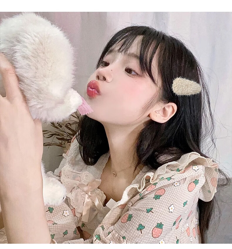 queensjewelry毛绒发夹可爱毛毛软妹系小仙女风韩版新款bb夹头饰网红