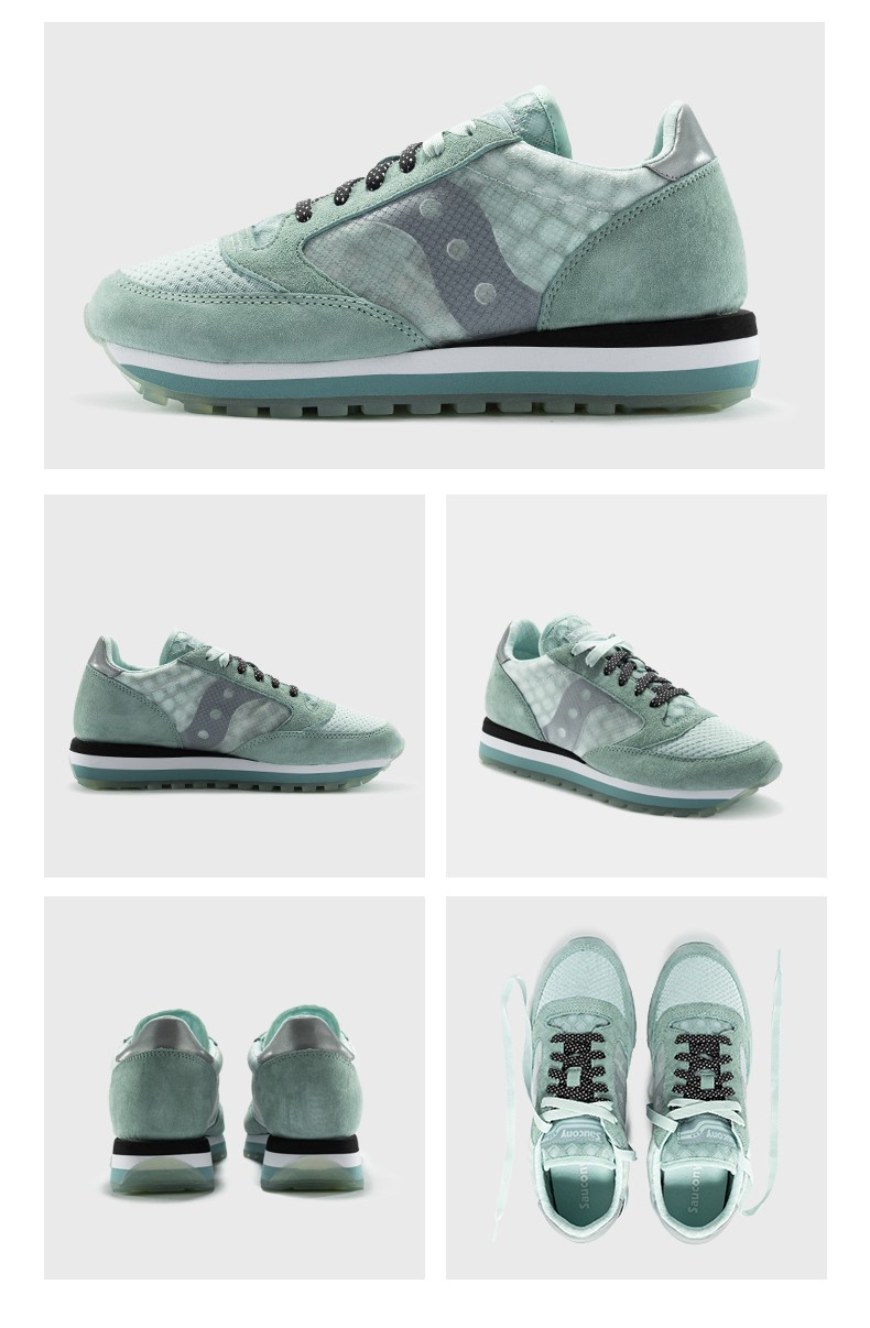 saucony索康尼jazztriple女子复古休闲鞋女鞋s60554浅兰2355
