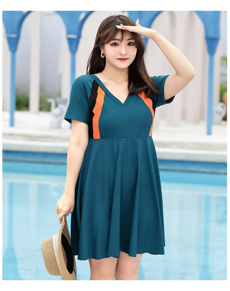 柯帛大码泳衣女大码胖mm连体保守性感遮肚显瘦韩国ins仙女范温泉泳装